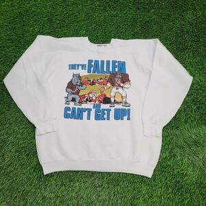 Vintage 1991 Funny Football Sweatshirt Womens XL 22x23 White